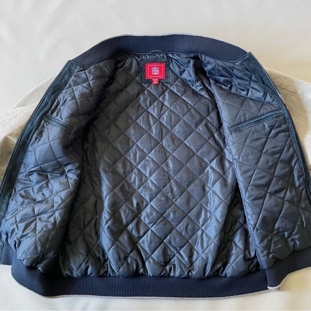 NFL Patriots Football Vintage Genuine Suede Leather Bomber Jacket EUC Men’s XXL - Picture 4 of 15